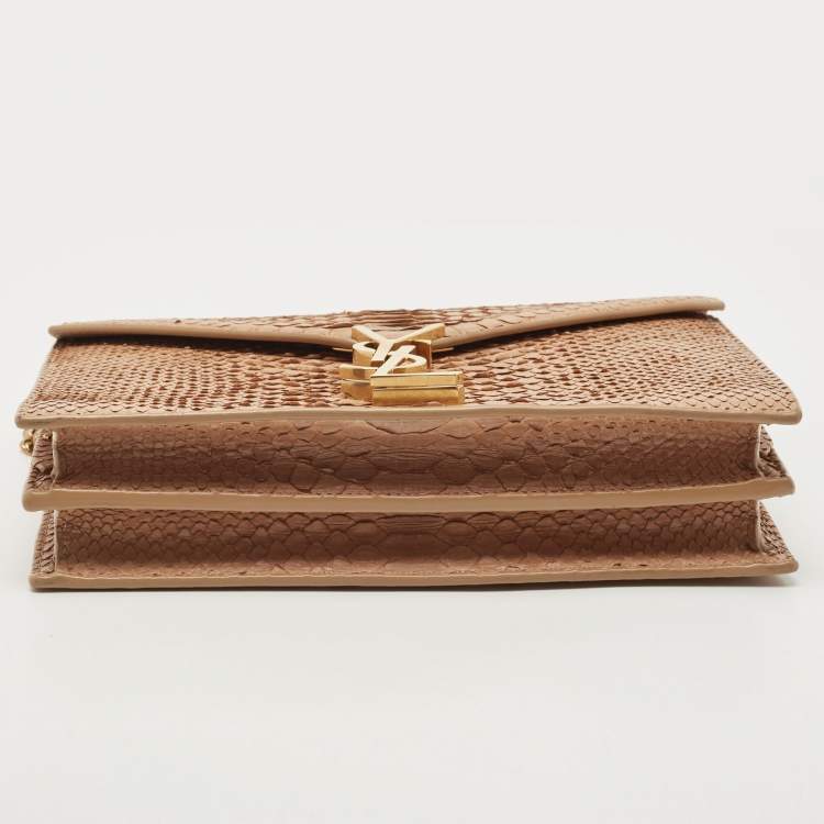 Pre Owned Saint Laurent Beige Python Medium Cassandra Chain Bag