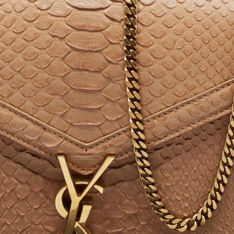 Pre Owned Saint Laurent Beige Python Medium Cassandra Chain Bag
