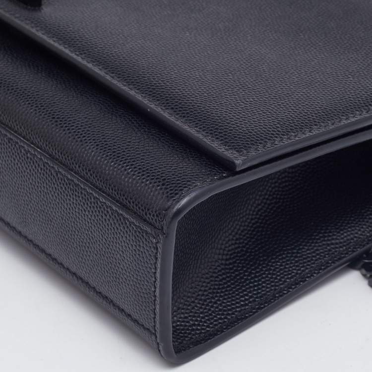 Pre Owned Saint Laurent Black Leather Medium Kate Shoulder Bag