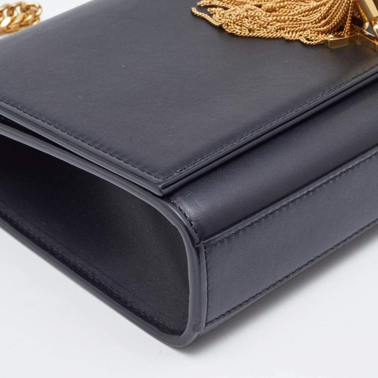 Pre Owned Saint Laurent Black Leather Medium Kate Tassel Shoulder Bag