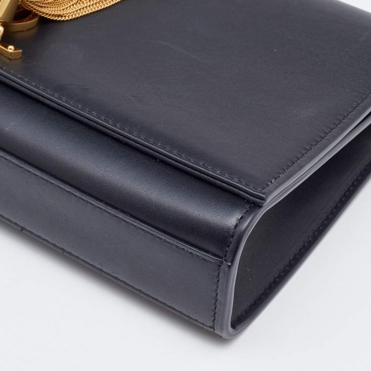 Pre Owned Saint Laurent Black Leather Medium Kate Tassel Shoulder Bag