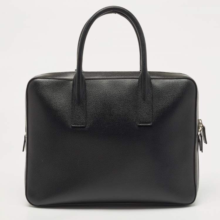 Pre Owned Saint Laurent Black Grain Leather Small Museum Briefcase