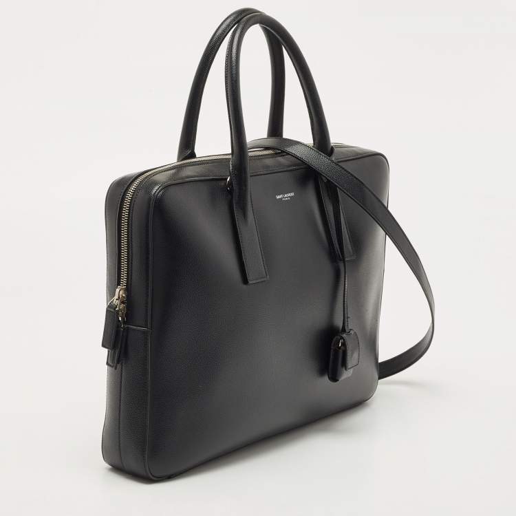 Pre Owned Saint Laurent Black Grain Leather Small Museum Briefcase