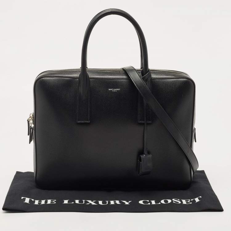 Pre Owned Saint Laurent Black Grain Leather Small Museum Briefcase