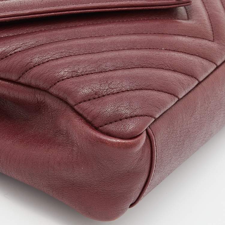 Pre Owned Saint Laurent Red Matelassé Leather Medium College Top Handle Bag