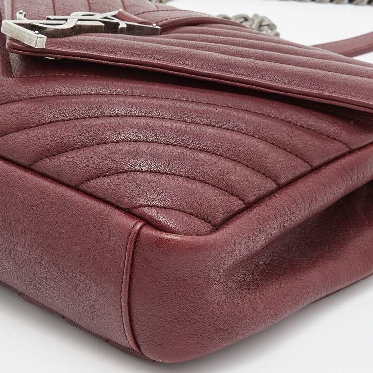 Pre Owned Saint Laurent Red Matelassé Leather Medium College Top Handle Bag
