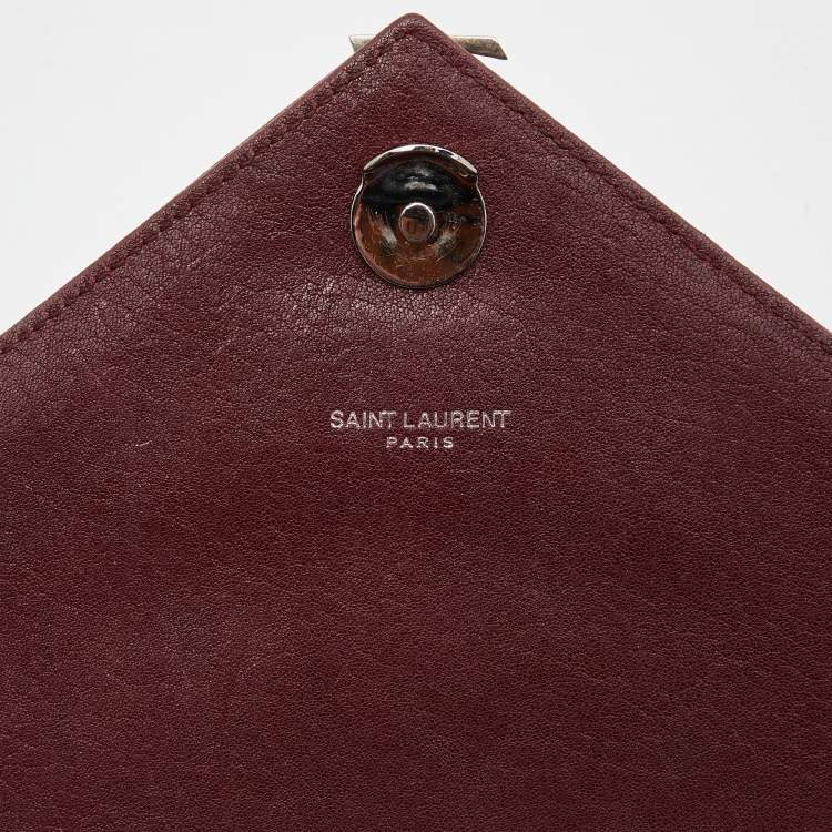 Pre Owned Saint Laurent Red Matelassé Leather Medium College Top Handle Bag