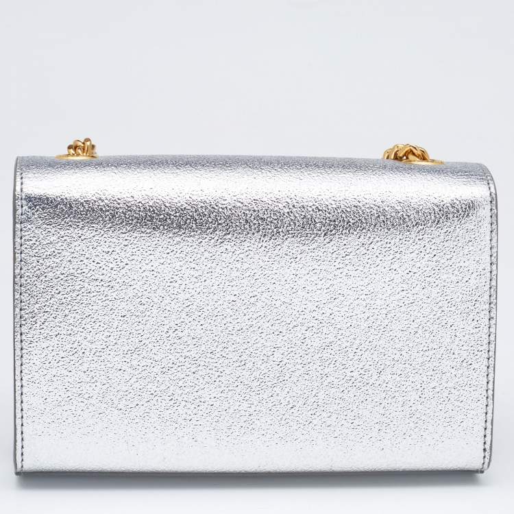 Pre Owned Saint Laurent Silver Leather Small Kate Chain Shoulder Bag