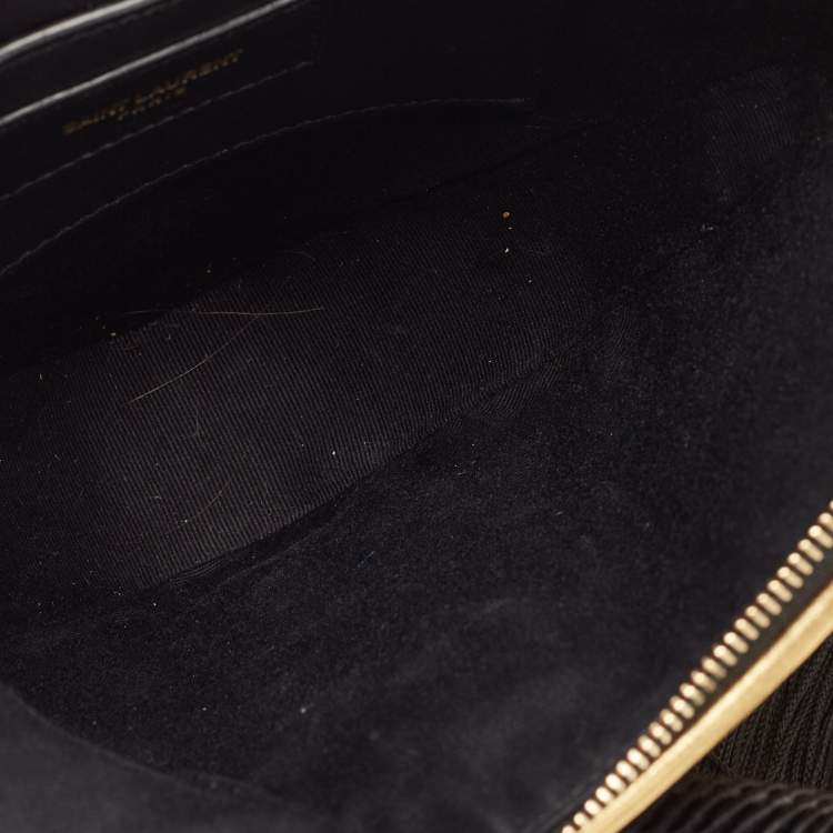Pre Owned Saint Laurent Gold Leather Monogram Heart Clutch
