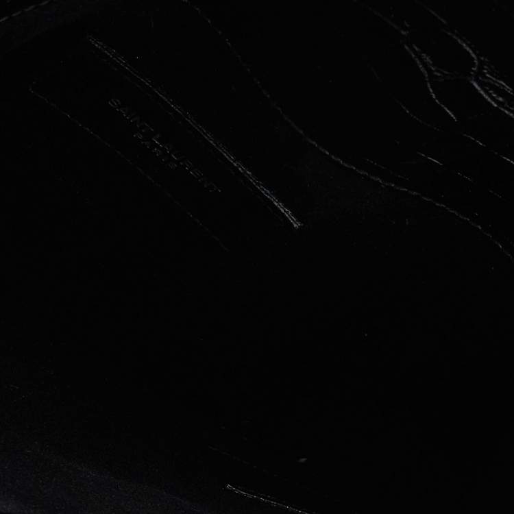 Pre Owned Saint Laurent Black Croc Embossed Leather Medium Uptown Clutch