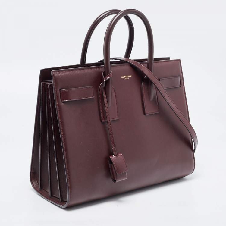Pre Owned Saint Laurent Burgundy Leather Small Classic Sac De Jour Tote
