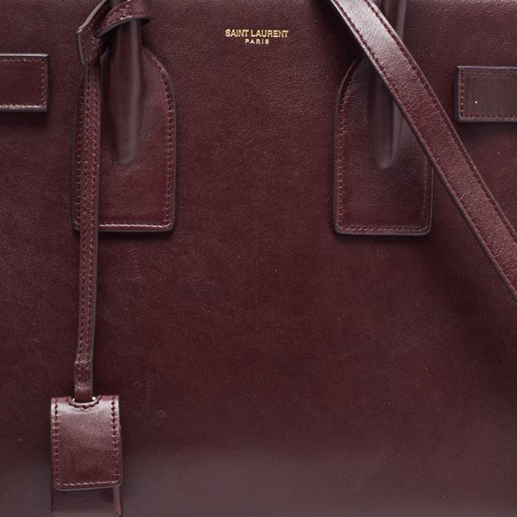 Pre Owned Saint Laurent Burgundy Leather Small Classic Sac De Jour Tote