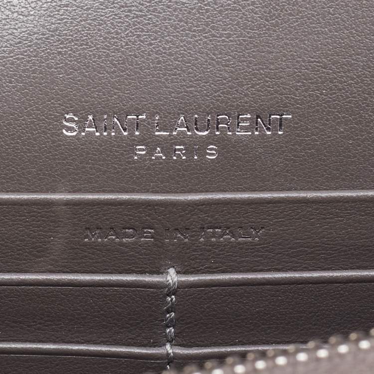مملوكة مسبقًا Saint Laurent Grey Croc Embossed Leather Sunset Crossbody Bag