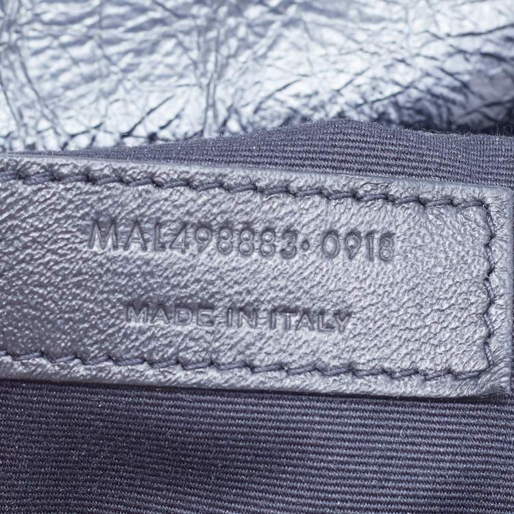 Pre Owned Saint Laurent Black Crinkled Leather Large Niki Shoulder Bag