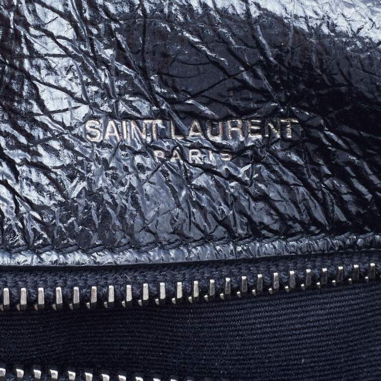 Pre Owned Saint Laurent Black Crinkled Leather Large Niki Shoulder Bag