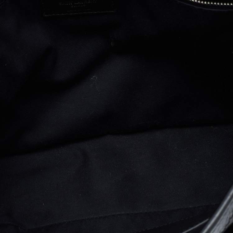 Pre Owned Saint Laurent Black Crinkled Leather Large Niki Shoulder Bag