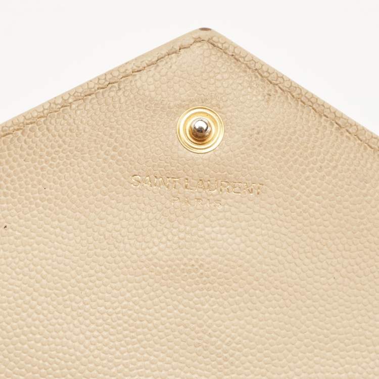 Pre Owned Saint Laurent Beige Matelass�é Leather Cassandre Wallet on Chain