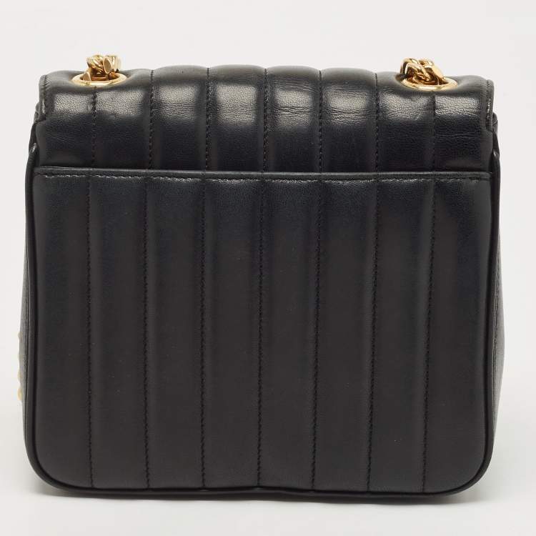 Pre Owned Saint Laurent Black Quilted Leather Medium Vicky Shoulder Bag