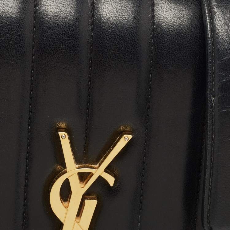 Pre Owned Saint Laurent Black Quilted Leather Medium Vicky Shoulder Bag