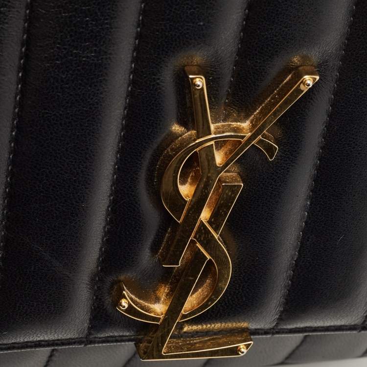 Pre Owned Saint Laurent Black Quilted Leather Medium Vicky Shoulder Bag