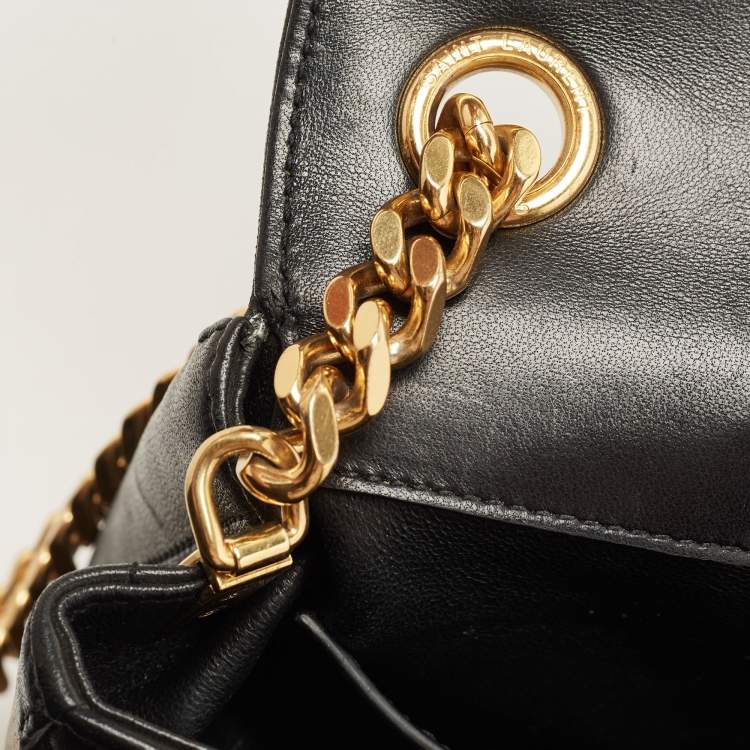 Pre Owned Saint Laurent Black Quilted Leather Medium Vicky Shoulder Bag
