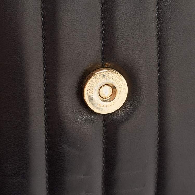 Pre Owned Saint Laurent Black Quilted Leather Medium Vicky Shoulder Bag