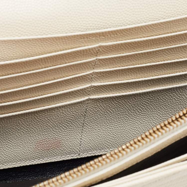 Pre Owned Saint Laurent White Leather Envelope Wallet On Chain