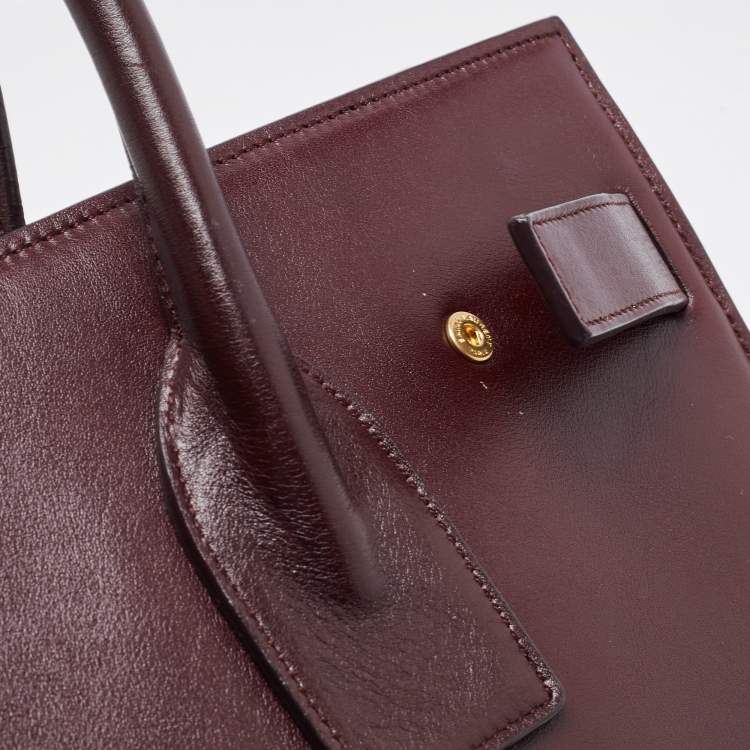 Pre Owned Saint Laurent Burgundy Leather Small Classic Sac De Jour Tote