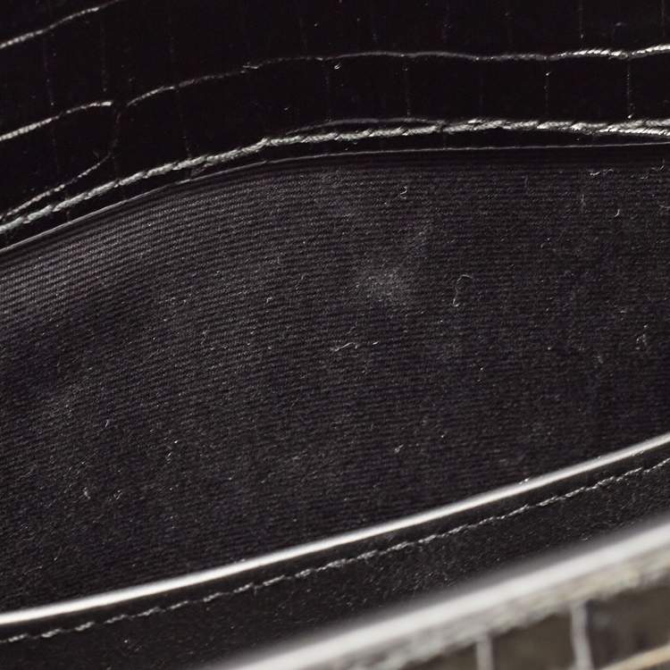 Pre Owned Saint Laurent Black Croc Embossed Leather Manhattan Shoulder Bag