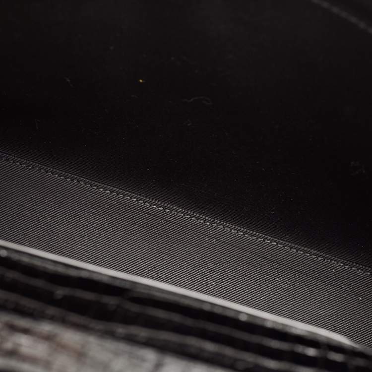 Pre Owned Saint Laurent Black Croc Embossed Leather Manhattan Shoulder Bag