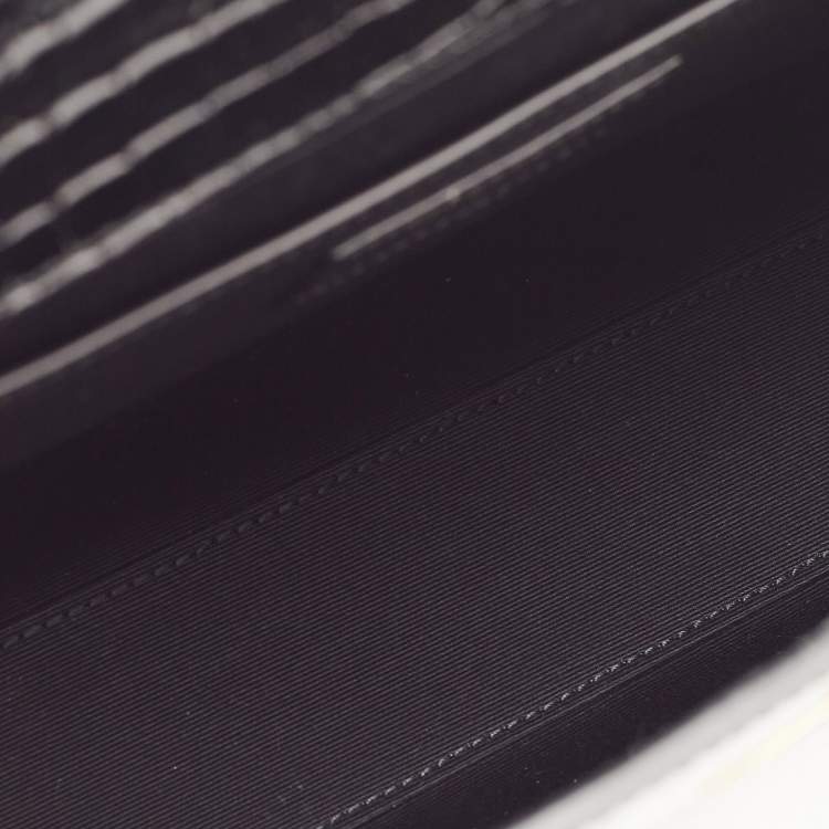 Pre Owned Saint Laurent Black Croc Embossed Leather Manhattan Shoulder Bag