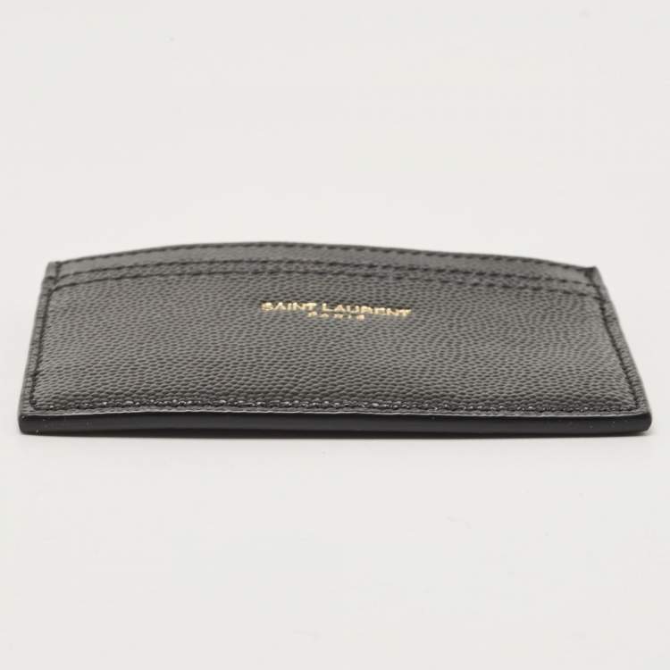 Pre Owned Saint Laurent Black Leather Logo Card Holder