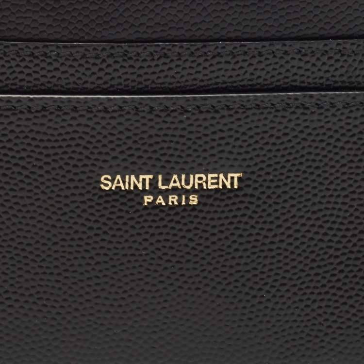 Pre Owned Saint Laurent Black Leather Logo Card Holder