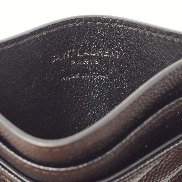 Pre Owned Saint Laurent Black Matelassé Leather Monogram Card Holder