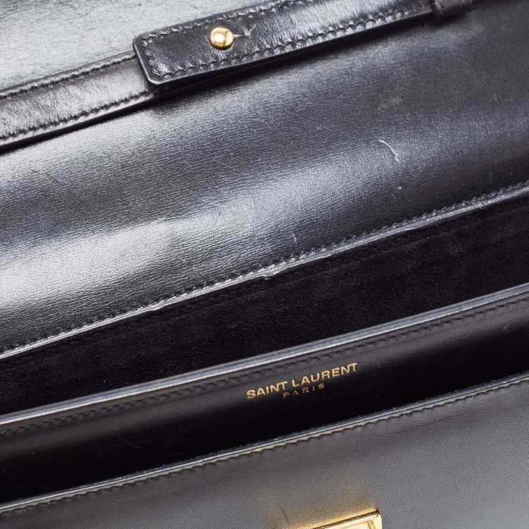 Pre Owned Saint Laurent Black Leather High School Top Handle Bag