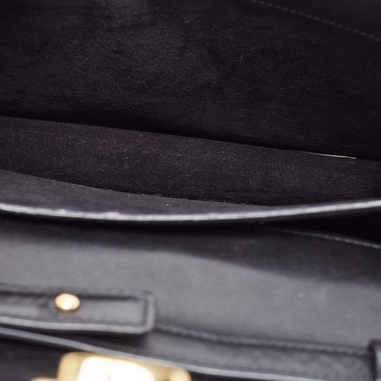 Pre Owned Saint Laurent Black Leather High School Top Handle Bag