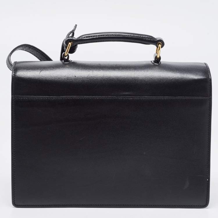 Pre Owned Saint Laurent Black Leather High School Top Handle Bag