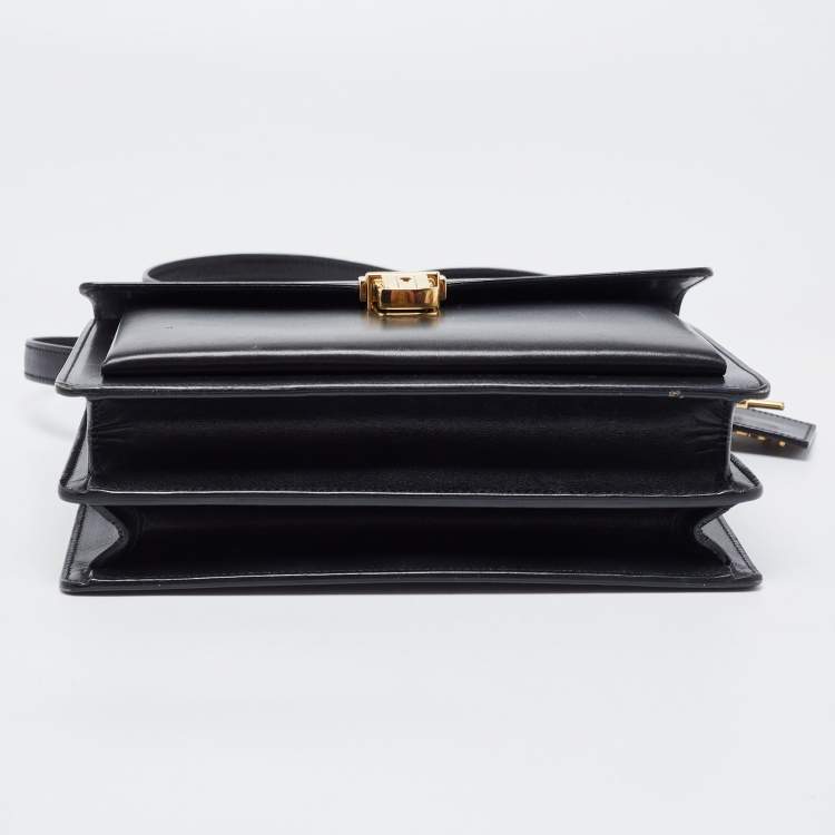 Pre Owned Saint Laurent Black Leather High School Top Handle Bag