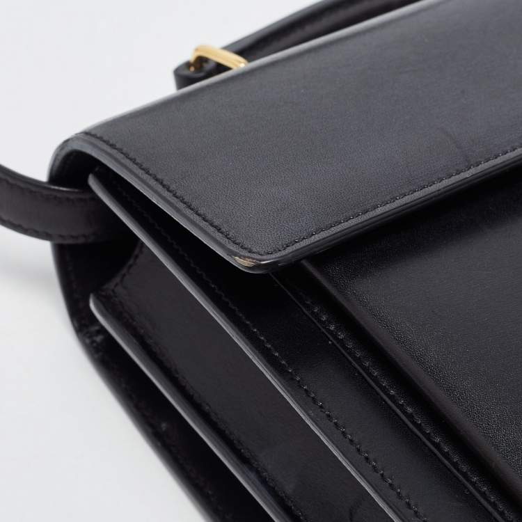 Pre Owned Saint Laurent Black Leather High School Top Handle Bag