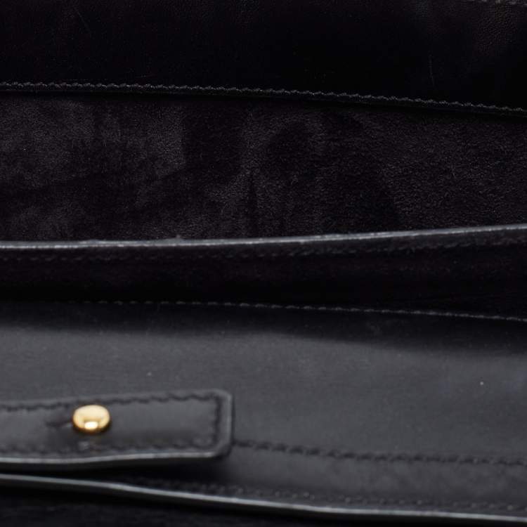Pre Owned Saint Laurent Black Leather High School Top Handle Bag