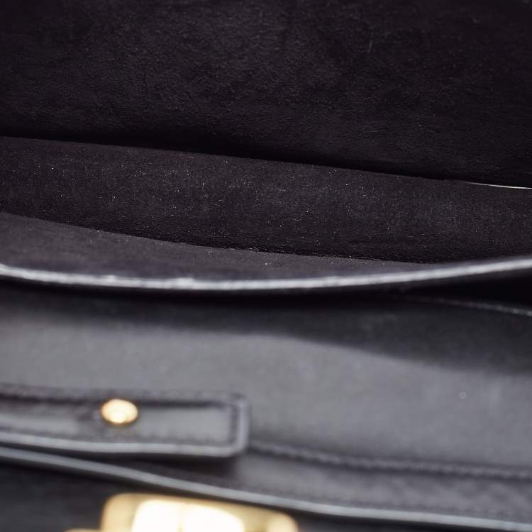Pre Owned Saint Laurent Black Leather High School Top Handle Bag