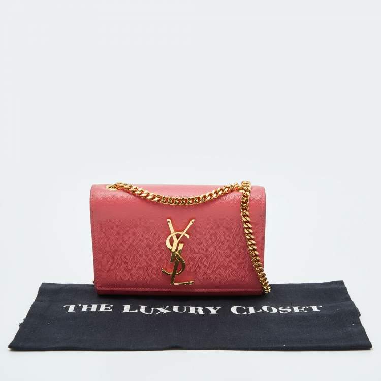 Pre Owned Saint Laurent Pink Leather Small Kate Shoulder Bag