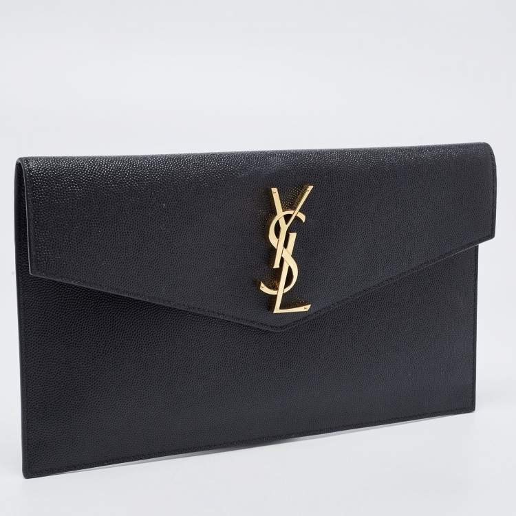 مملوكة مسبقًا Saint Laurent Black Leather Uptown Pouch