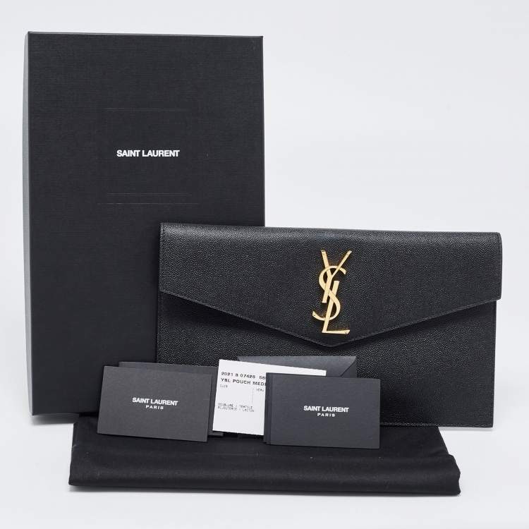 مملوكة مسبقًا Saint Laurent Black Leather Uptown Pouch