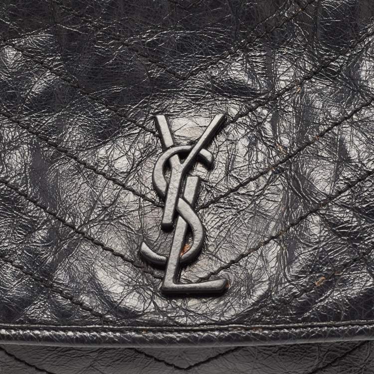 Pre Owned Saint Laurent Black Aged Leather Medium Niki Shoulder Bag
