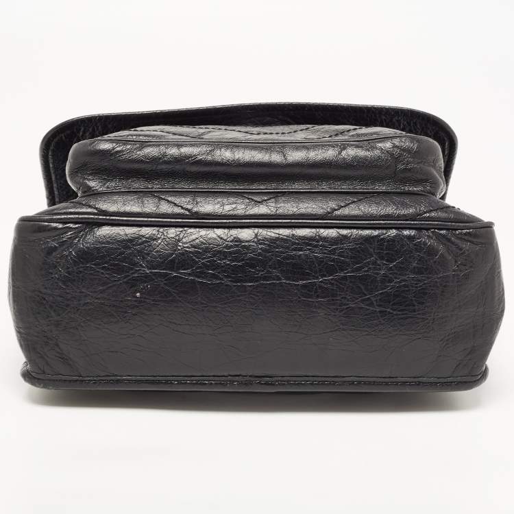 Pre Owned Saint Laurent Black Aged Leather Medium Niki Shoulder Bag