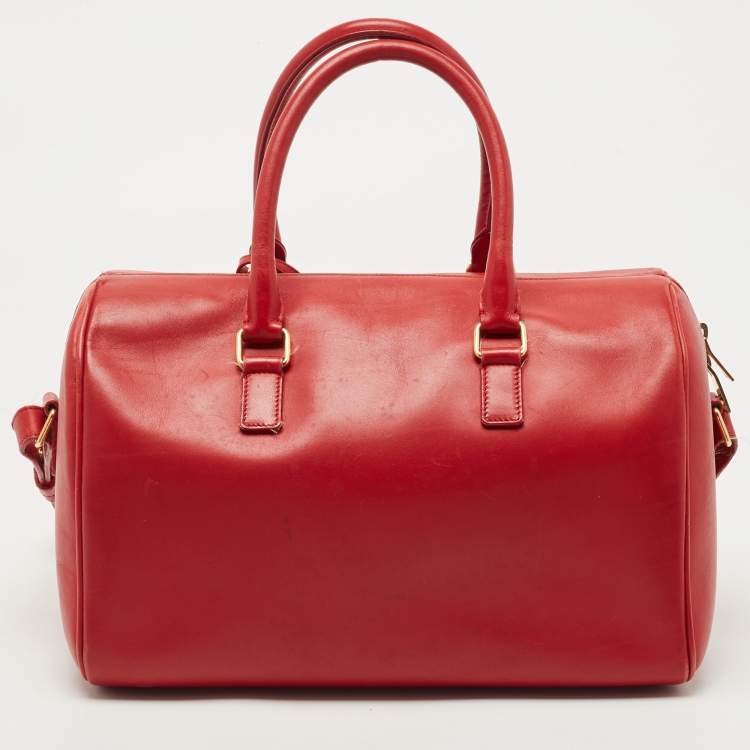 Pre Owned Saint Laurent Red Leather Classic 6 Duffle Bag