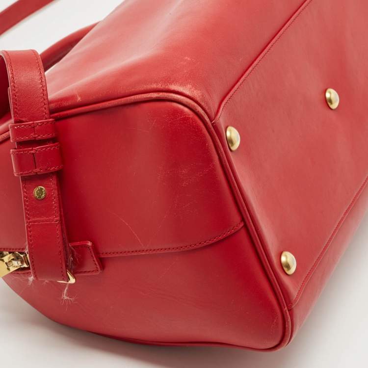Pre Owned Saint Laurent Red Leather Classic 6 Duffle Bag