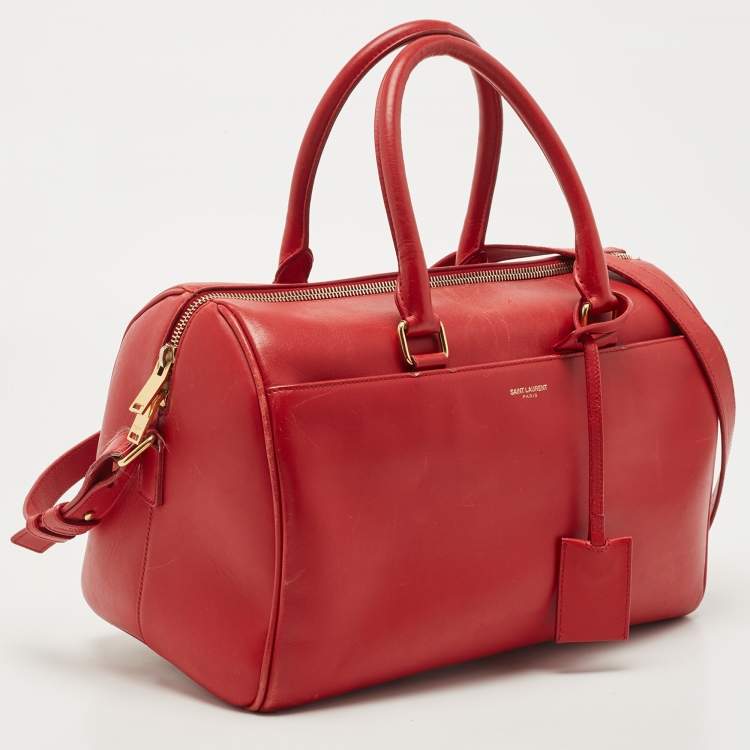 Pre Owned Saint Laurent Red Leather Classic 6 Duffle Bag
