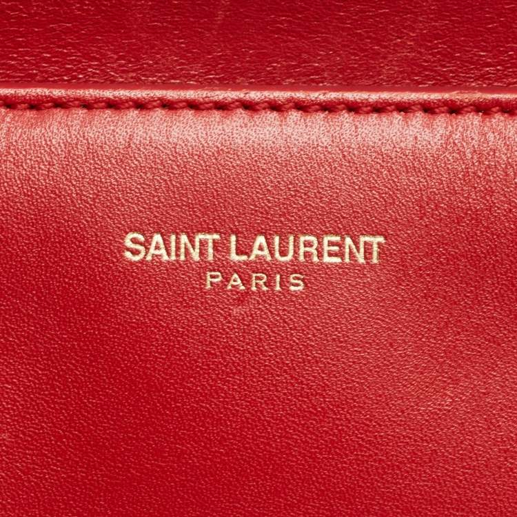 Pre Owned Saint Laurent Red Leather Classic 6 Duffle Bag